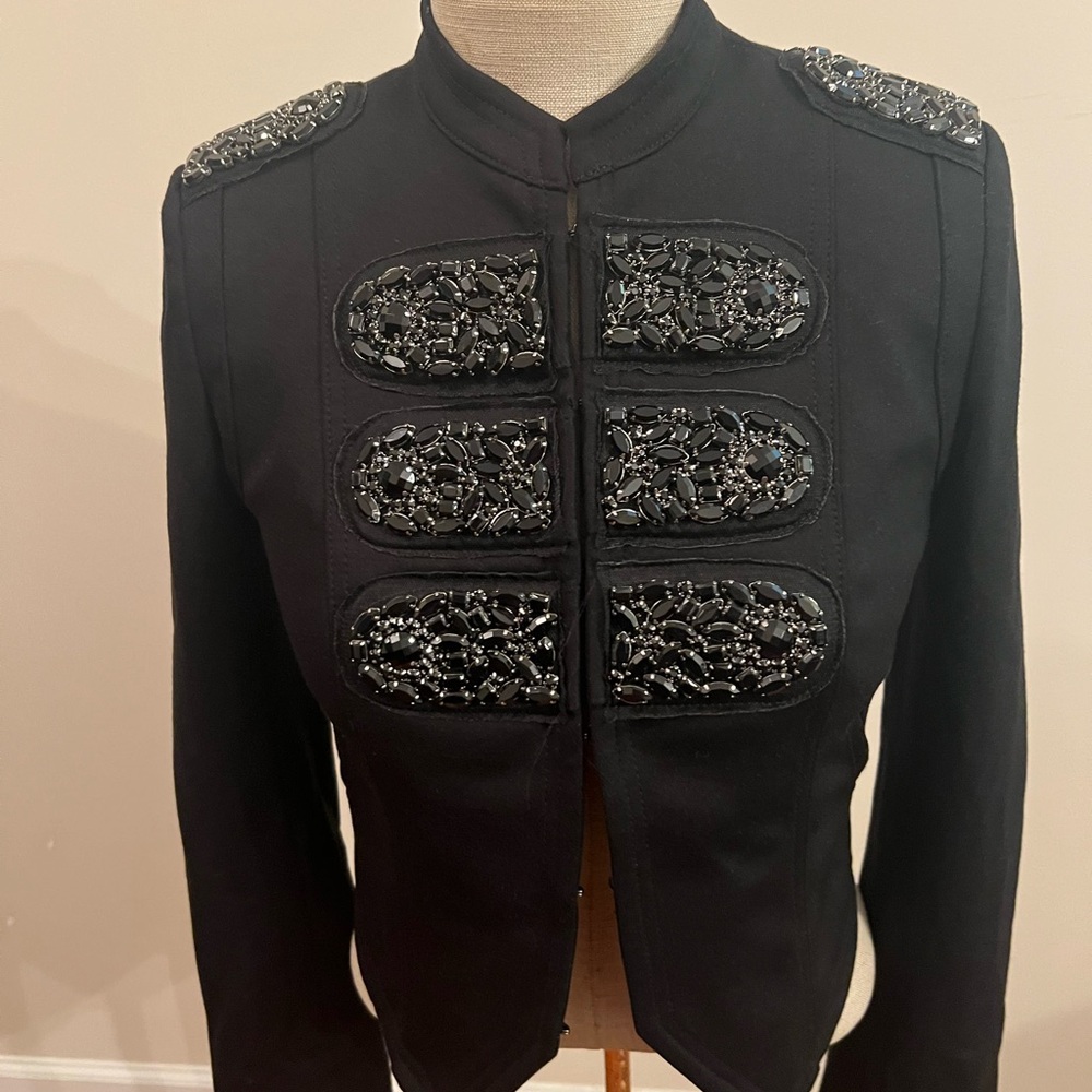 INC International Concepts Black Embellished Jacket